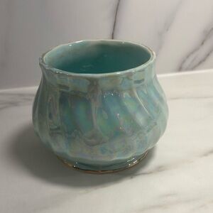 Iridescent Aqua Blue Sadler England Sugar Bowl